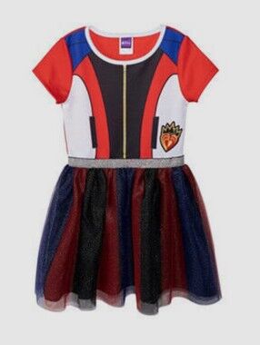 Disney Red Black & Blue Decendants Superhero Tulle Dress, Size 4T